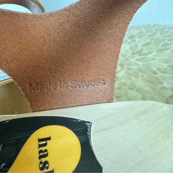 Swedish Hasbeens Toffel Women's Tan Leather Peep Toe Sandals Size 36 - Picture 12 of 15